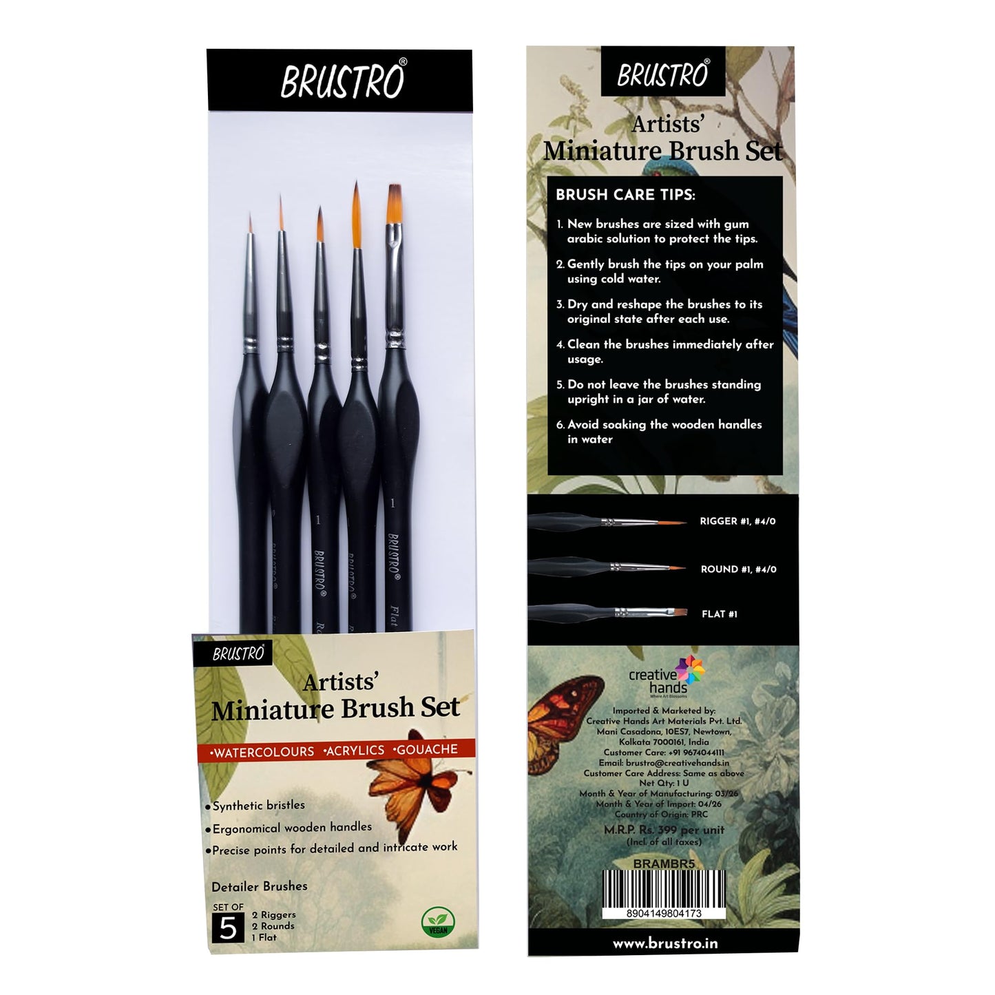 BRUSTRO MINIATURE BRUSH SET OF 5