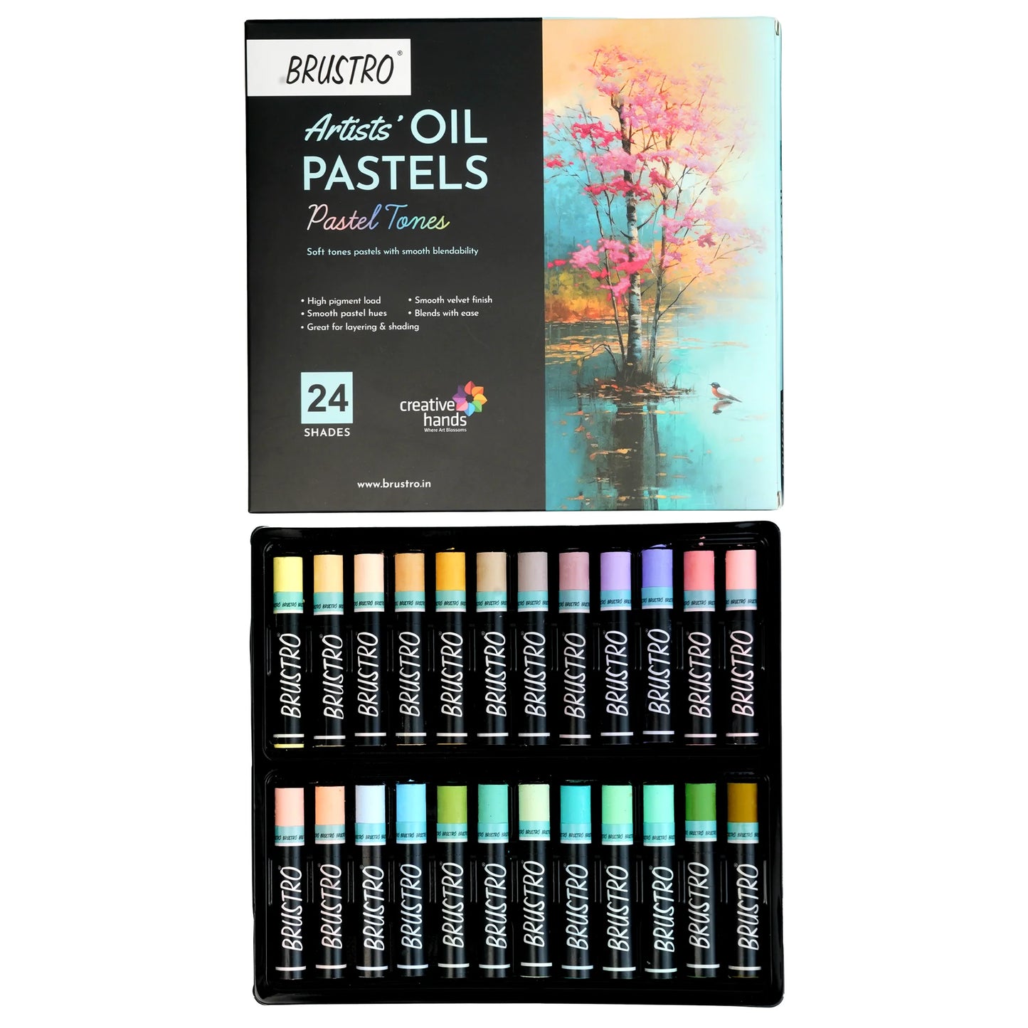 BRUSTRO OIL PASTELS SET OF 24 PASTEL TONES