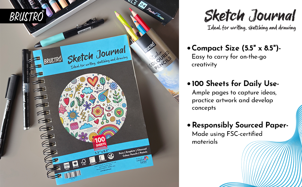 BRUSTRO SKETCH JOURNAL WIRO 5.5*8.5 100 SHEET