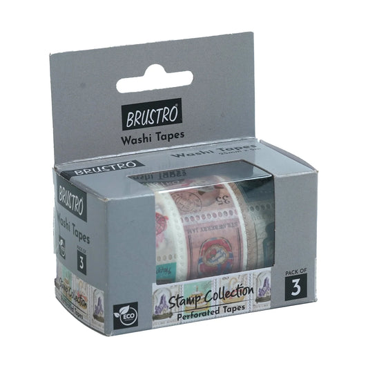 BRUSTRO WASHI TAPE STAMP COLLECTION SET OF 3