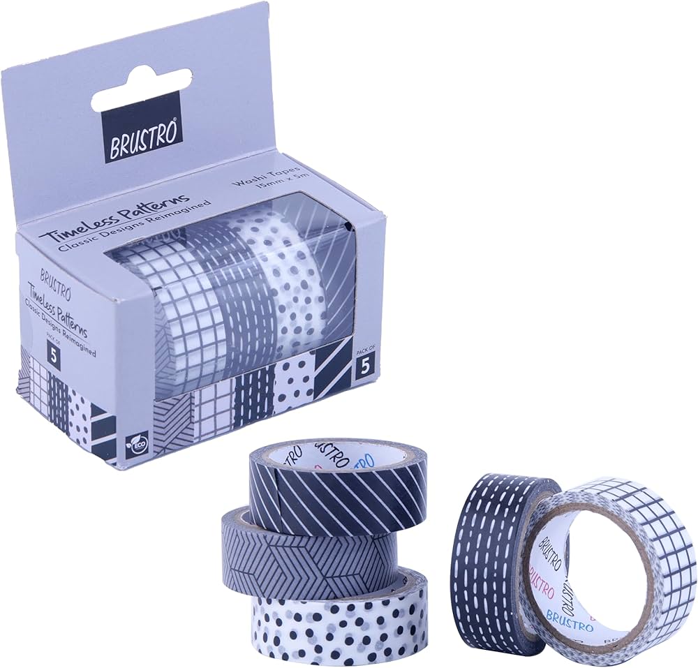 BRUSTRO WASHI TAPE TIMELESS PATTERN SET OF 5