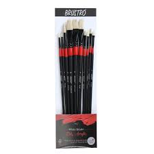 BRUSTRO  WHITE BRISTLE BRUSH SET OF 10