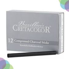 CRETACOLOR COMPRESSED CHARCOAL STICKS PACK OF 12