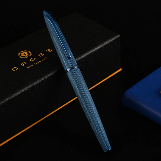 CROSS ATX-885-45 SAND BLASTED DARK MATTE BLUE ROLER PEN