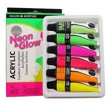 Daler Rowney Acrylic Neon & Glow Tube Set of 12ml
