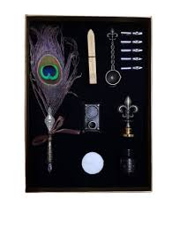 El-dorado Antique Peacock Feather Pen Set