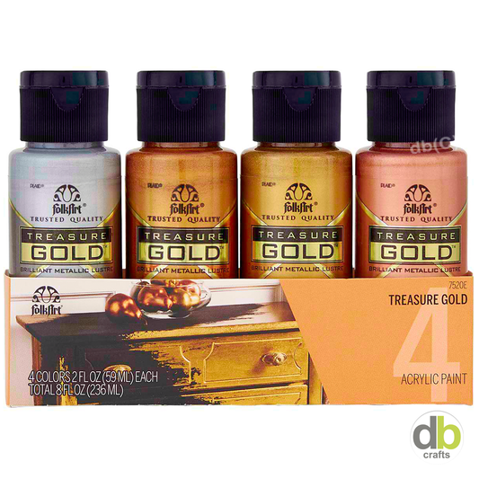 FOLKART TREASURE GOLD ACRYLIC PAINT PRI METALLIC SET OF 4
