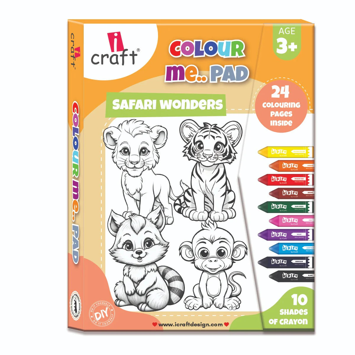 ICRAFT COLOR ME PAD SAFARI WONDERS 24 PAGE