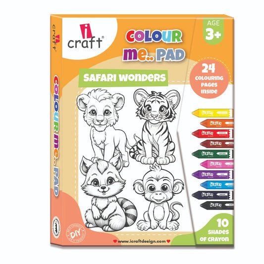 ICRAFT COLOR ME PAD SAFARI WONDERS 24 PAGE