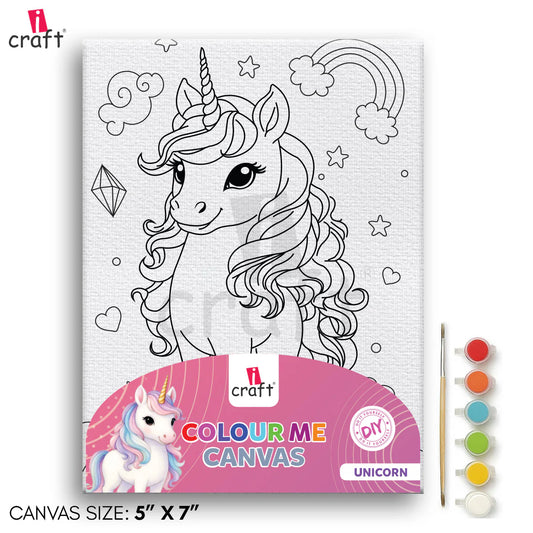 ICRAFT COLOUR ME CANVAS 5*7 UNICORN