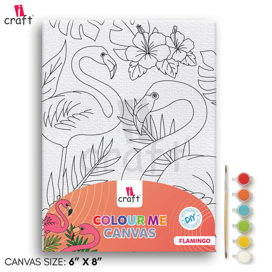 ICRAFT COLOUR ME CANVAS 6*8 FLAMINGO