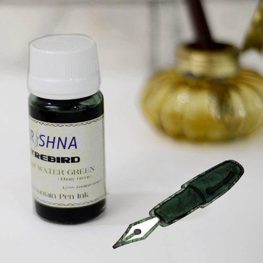 KRISHNA FOUNTAIN PEN INK LUREBIRD EBONY GREEN 30ML