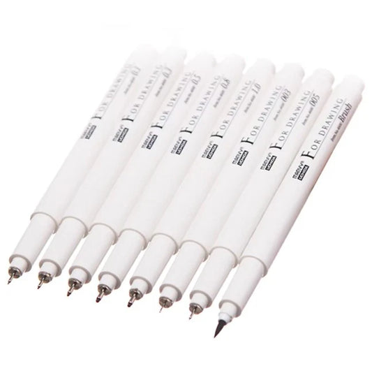 MARVY UCHIDA 4600 BLACK INK TECHNICAL FINELINER SET OF 8