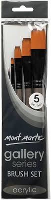 MONT MARTE BRUSH SET OF 5 DETAILER, FLAT, GLAZE