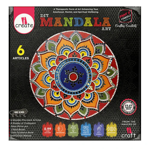 icraft DIY Mandala Kit- 6 in 1 Articles