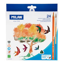 Milan water soluble colour pencils with paintbrush SET OF 24