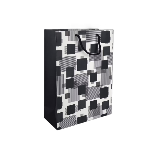 PAPERPEP PAPER BAG PPH-003M 13*10*4.5  CREAM BLACK BOX PRINT