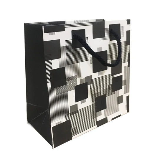 PAPERPEP PAPER BAG PPH-003N 6*6*3 CREAM BLACK BOX PRINT