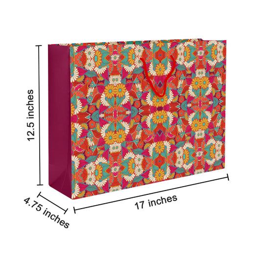 PAPERPEP PAPER BAG PPH-009B 17*12.5*4.75 MULTICOLOR TRADITIONAL PRINT