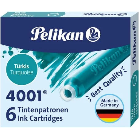 PELIKAN  4001 INK CARTRIDGES TURQUOISE SMALL 6 PCS