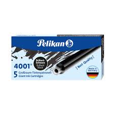 PELIKAN INK 4001 INK CARTRIDGES BLACK LARGE 5 PCS