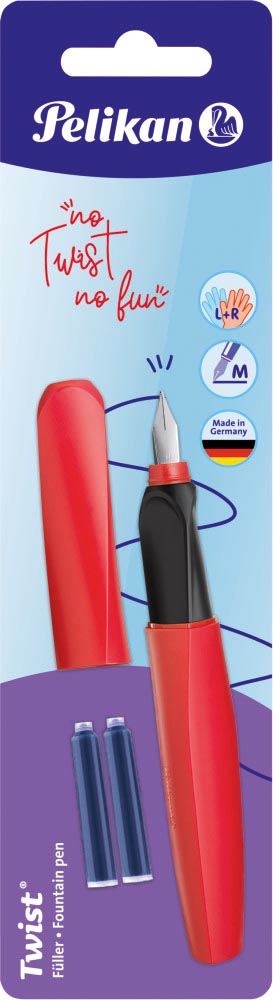 PELIKAN TWIST FOUNTAIN PEN FIERY RED M 814805