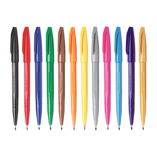 PENTEL BRUSH SIGN PEN VIBRANT COLOR SET OF 12