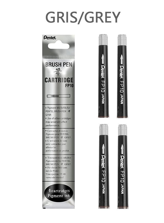 PENTEL FP10 BRUSH PEN CARTRIDGE GREY