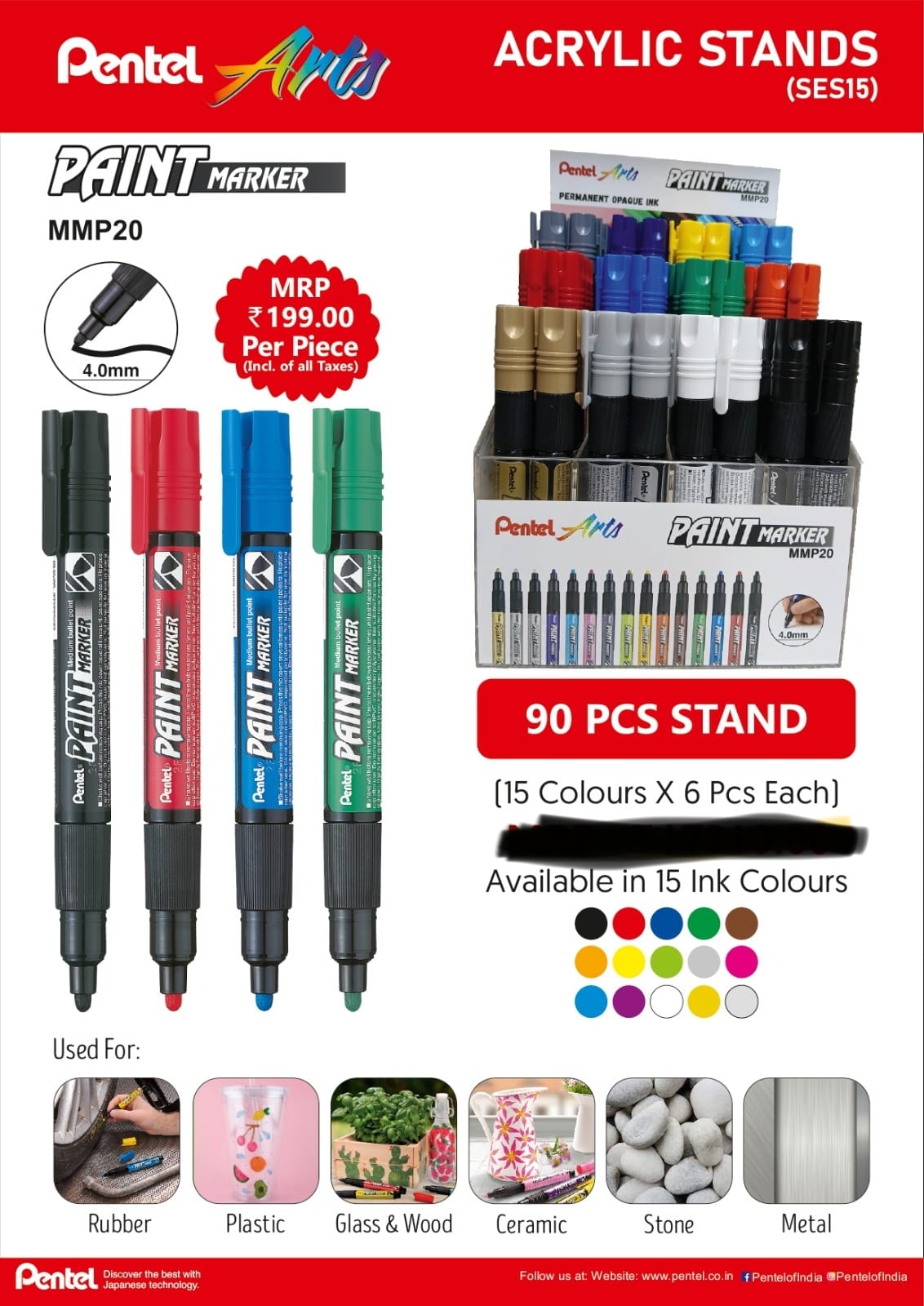 PENTEL MMP20 PAINT MARKER STAND 90PC