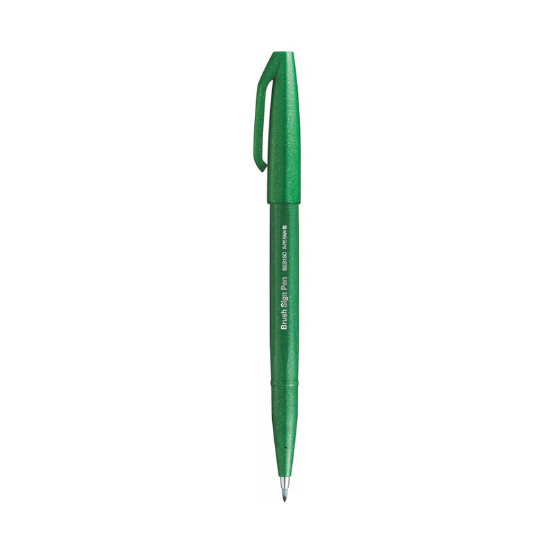 PENTEL SES15C BRUSH SIGN PEN GREEN