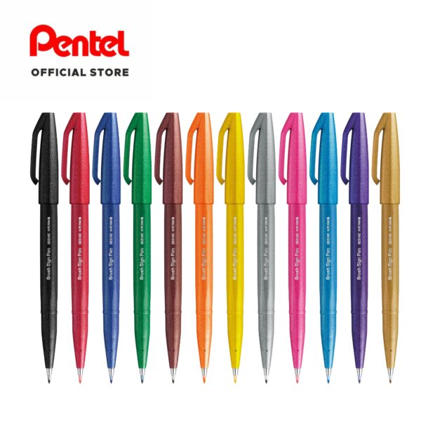PENTEL SES15C BRUSH SIGN PEN PREMIUM  SET OF 12