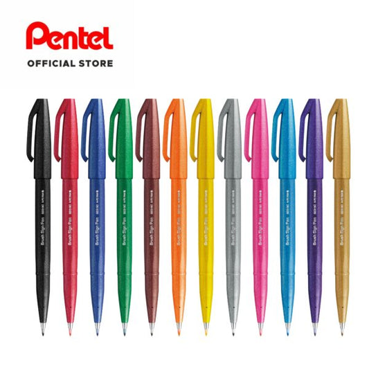 PENTEL SES15C BRUSH SIGN PEN PREMIUM  SET OF 12