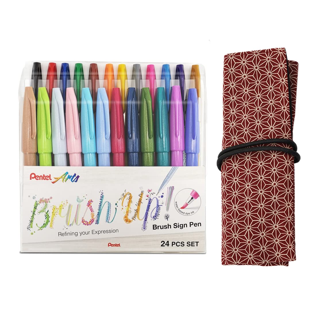 PENTEL SES15C BRUSH SIGN PEN SET OF 24