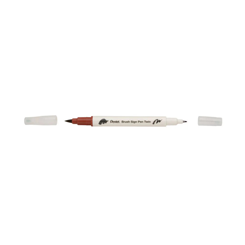 PENTEL SESW30C BRUSH SIGN PEN TWIN DARK BROWN