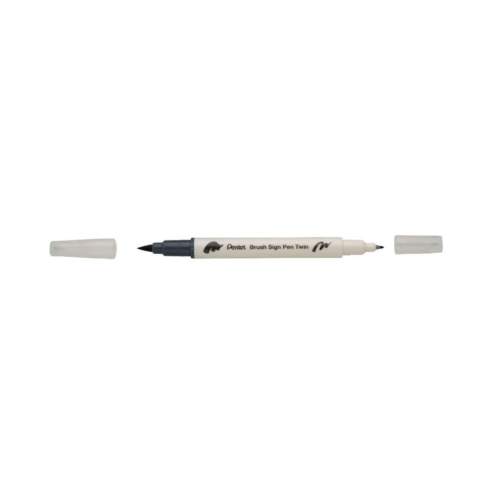 PENTEL SESW30C BRUSH SIGN PEN TWIN LIGHT GRAY