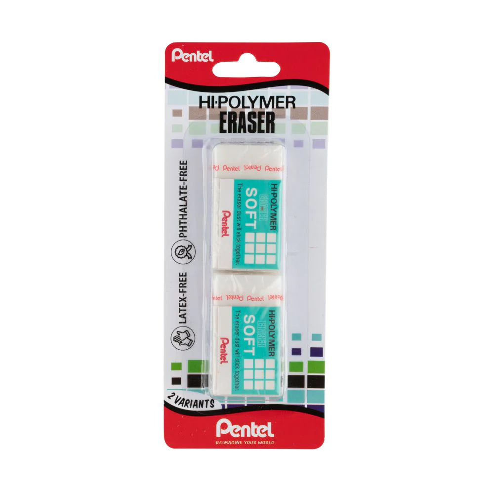 PENTEL ZES-08E ERASER SOFT MEDIUM 2 PCS