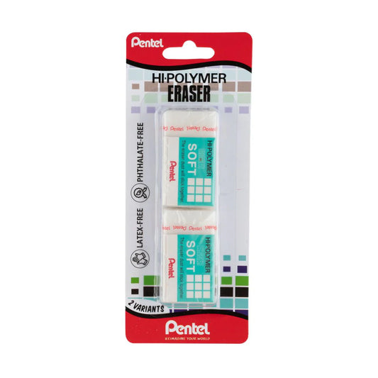 PENTEL ZES-08E ERASER SOFT MEDIUM 2 PCS