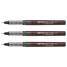 ROTRING PIGMENT BLACK PEN SET OF 3