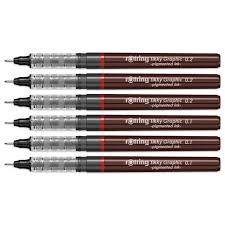 ROTRING PIGMENT BLACK PEN SET OF 6