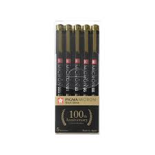 SAKURA MICRON BLACK PIGMENT LINER PEN SET OF 5