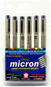 SAKURA MICRON PIGMA 6 ULTRA - FINE NIB SIZES SET OF 6