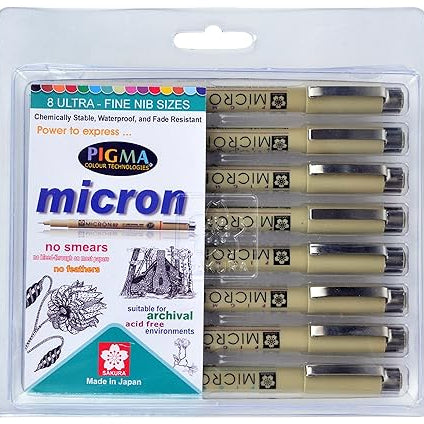 SAKURA MICRON PIGMA 8 ULTRA-FINE NIB SIZES SET OF 8
