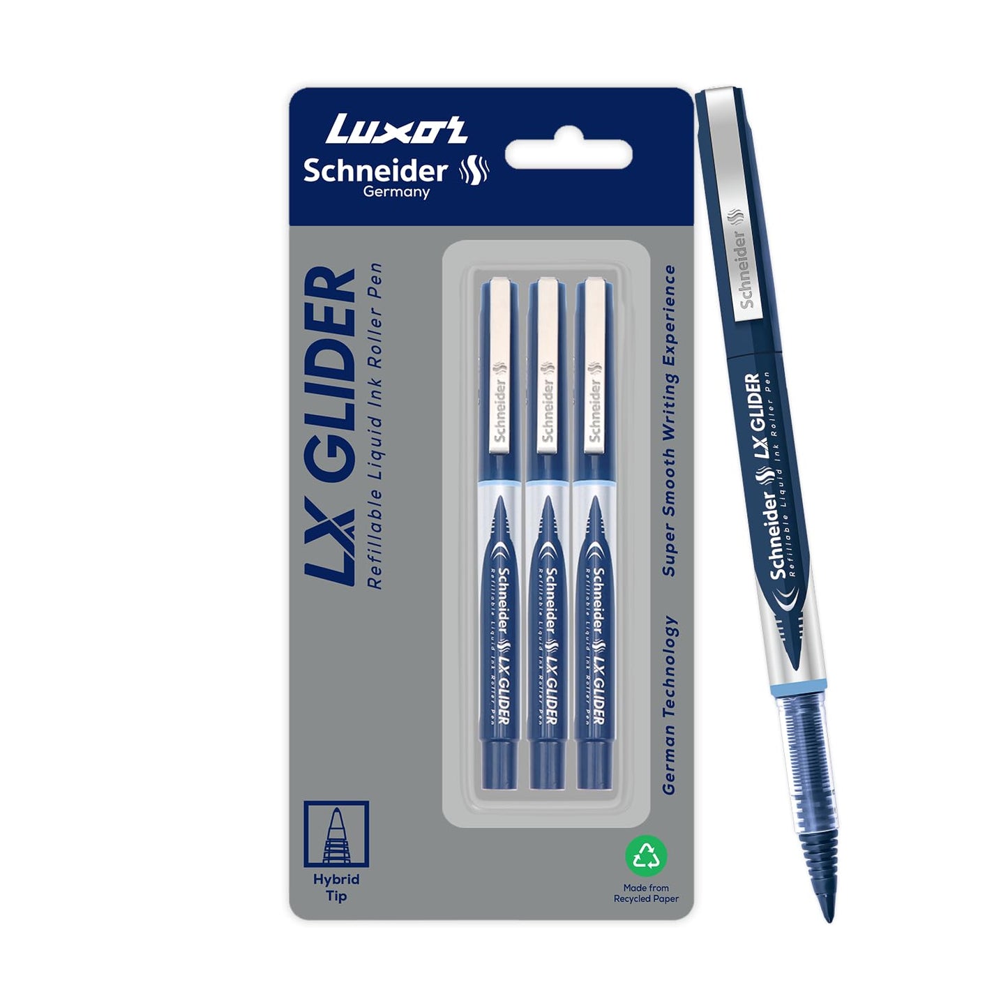 SCHNEIDER LX GLIDER HYBRID TIP ROLLER BALL PEN SET OF 3