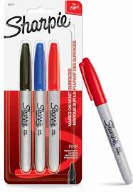 SHARPIE BLACK PEN FINE TIP SET OF 3 COLOUR CARD PACK