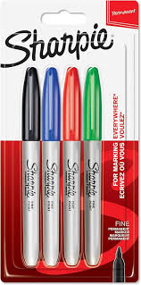 SHARPIE PERM. PEN FINE PEN FINE TIP SET OF 4 COLOUR CARD PACK