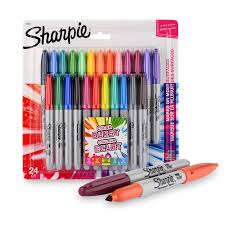 SHARPIE PERM. PEN FINE TIP SET OF 24 COLOUR CARD PACK