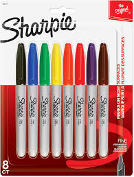 SHARPIE PERM. PEN FINE TIP SET OF 8 COLOUR CARD PACK