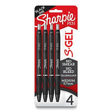 SHARPIE s-GEL PEN 0.7 BLACK SET OF 4