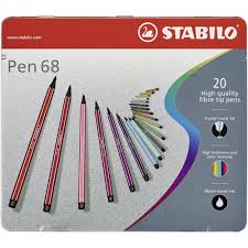 STABILO 68 FIBER TIP PEN SET OF 20 METAL BOX