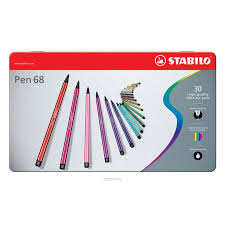 STABILO 68 FIBER TIP PEN SET OF 30 METAL BOX